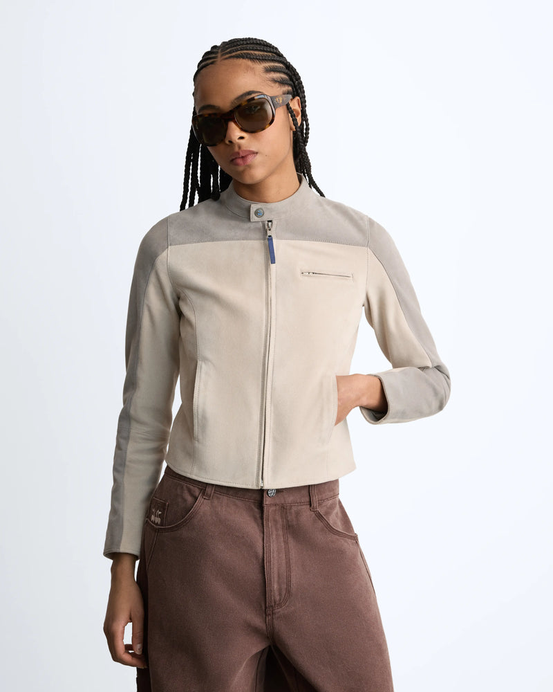 Racing Real Suede Leather Jacket
