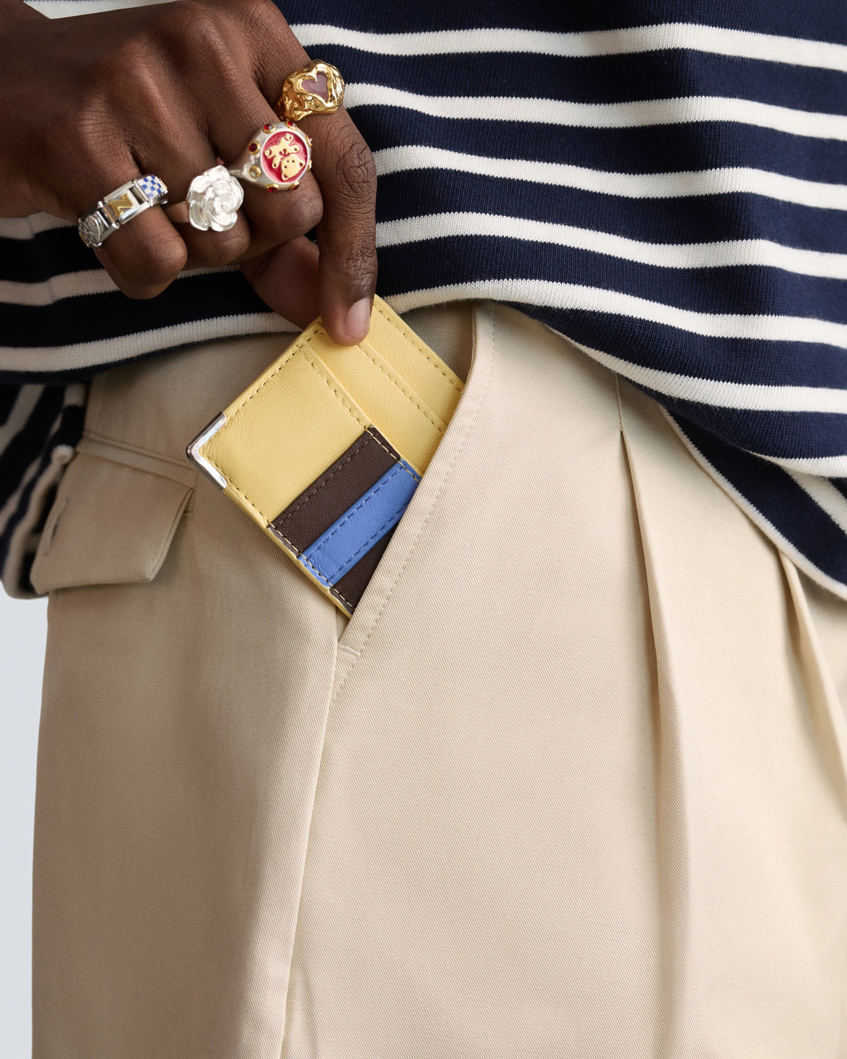 Flag Leather Cardholder Yellow