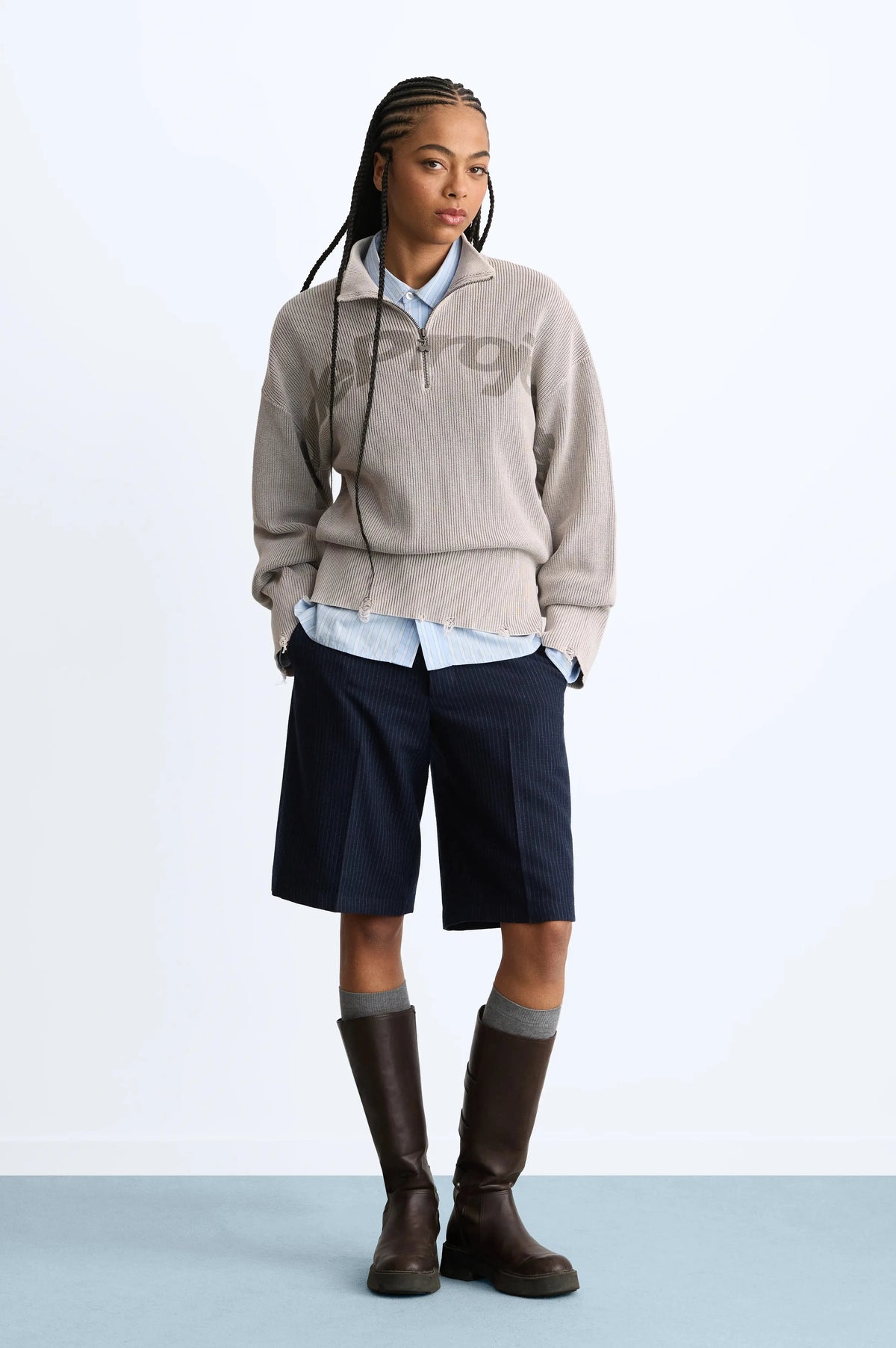 Beast Quarter-Zip Knit Grey