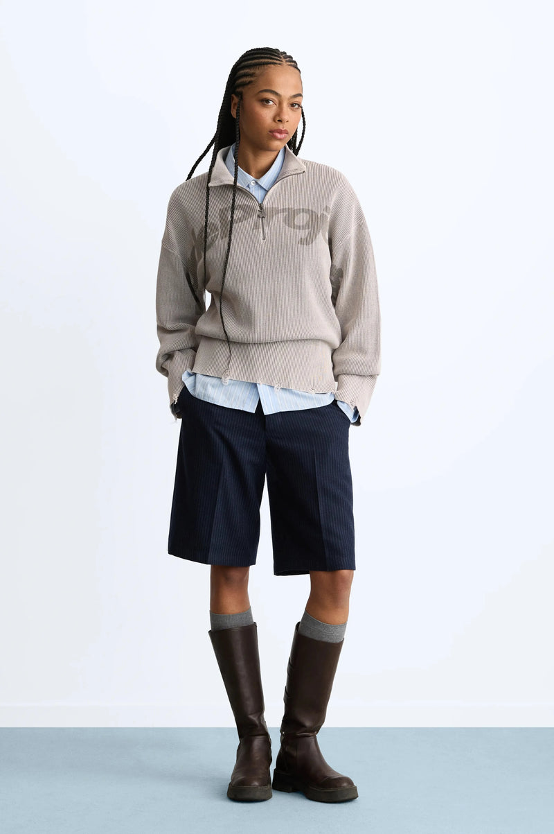 Beast Quarter-Zip Knit Grey