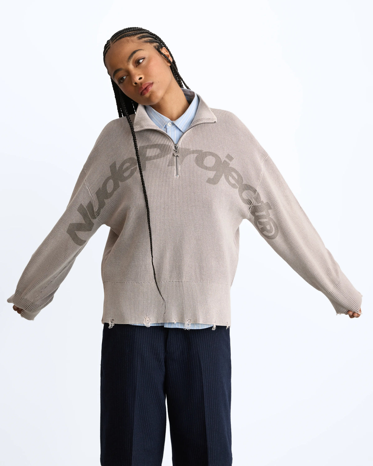 Beast Quarter-Zip Knit Grey