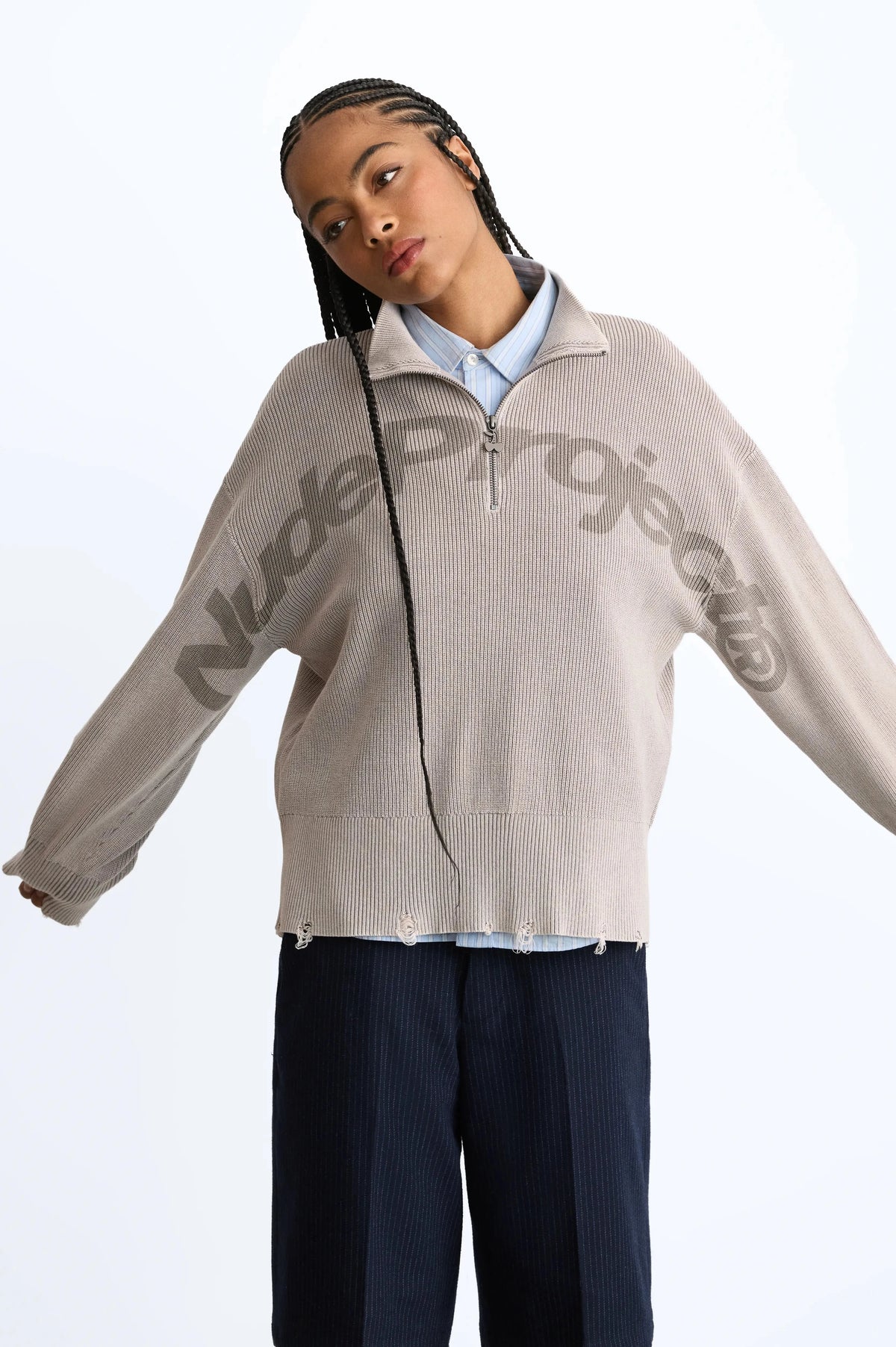Beast Quarter-Zip Knit Grey
