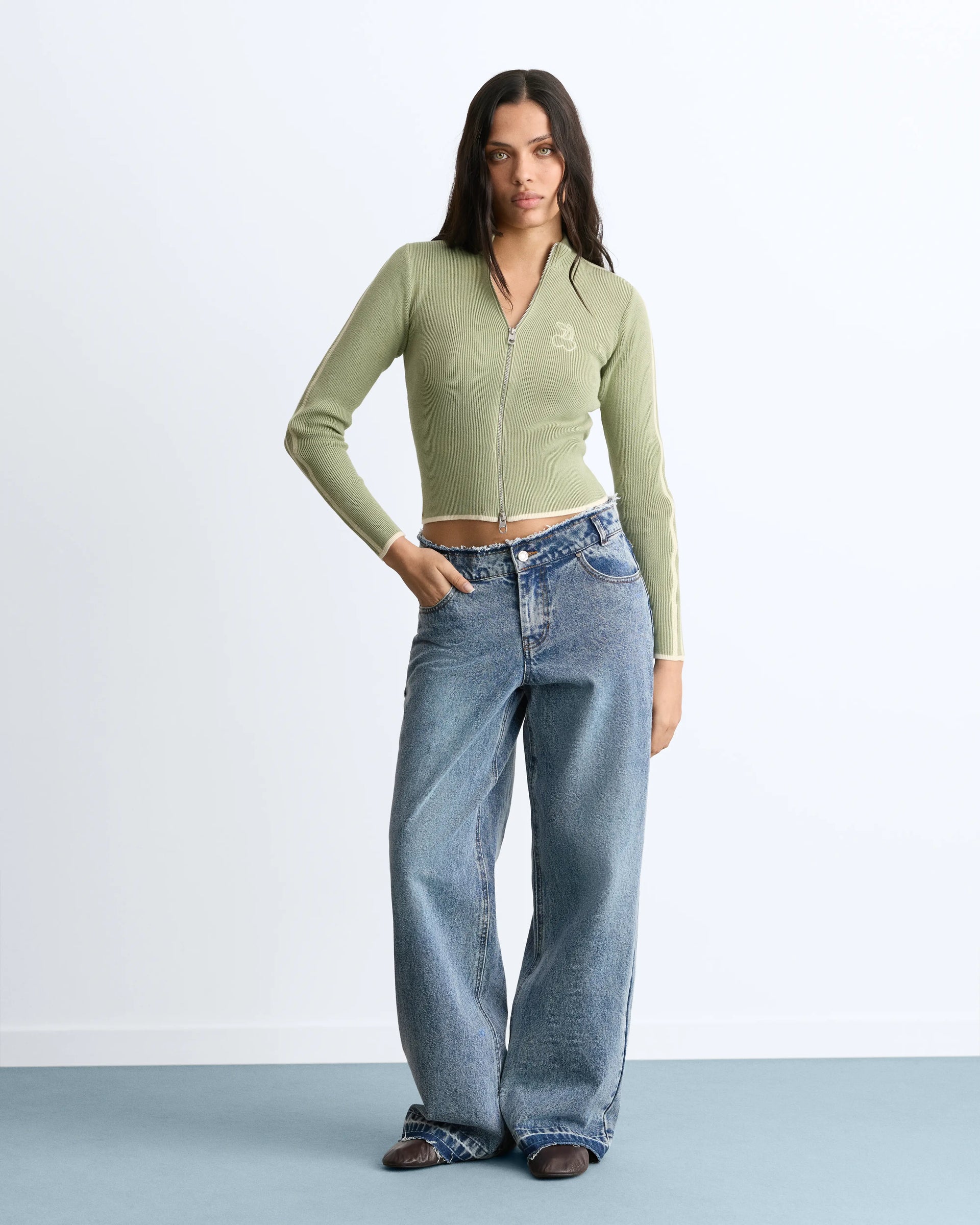 Cherries Full-Zip Knit Green