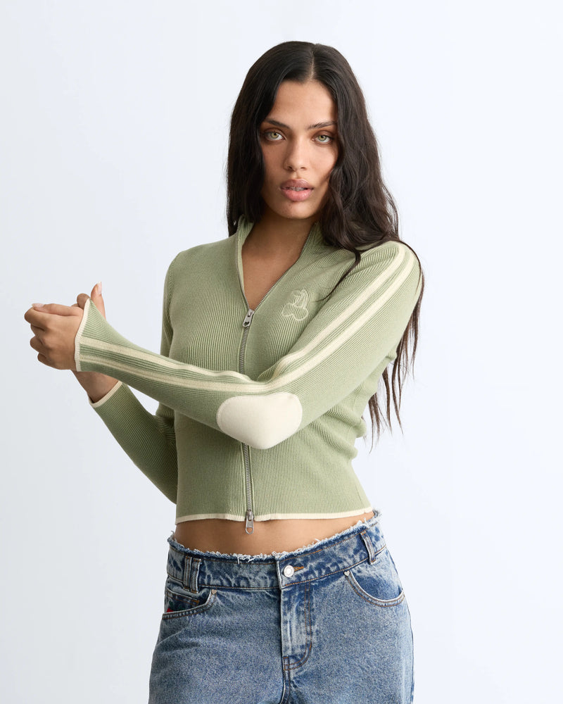 Cherries Full-Zip Knit Green