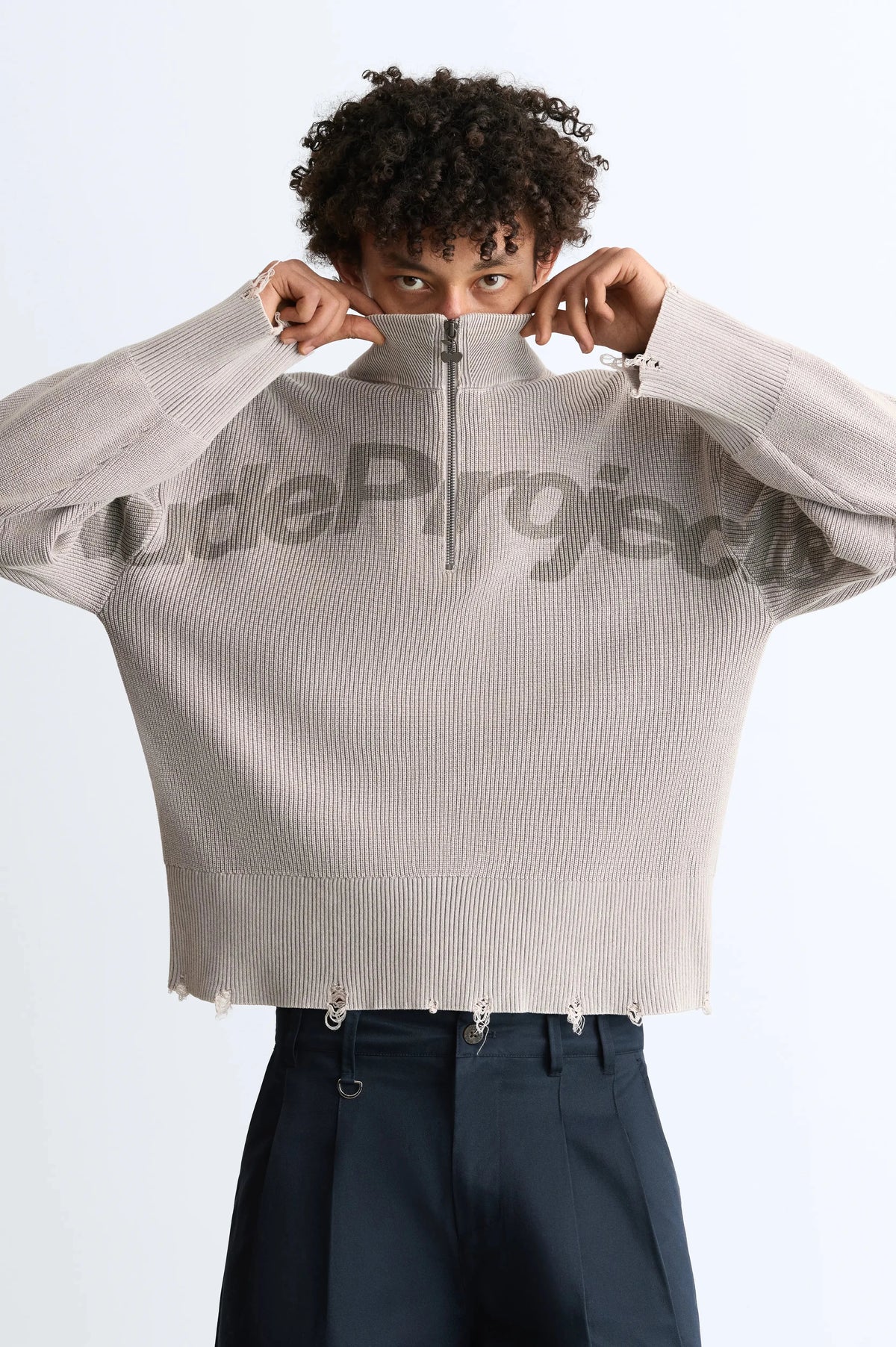 Beast Quarter-Zip Knit Grey