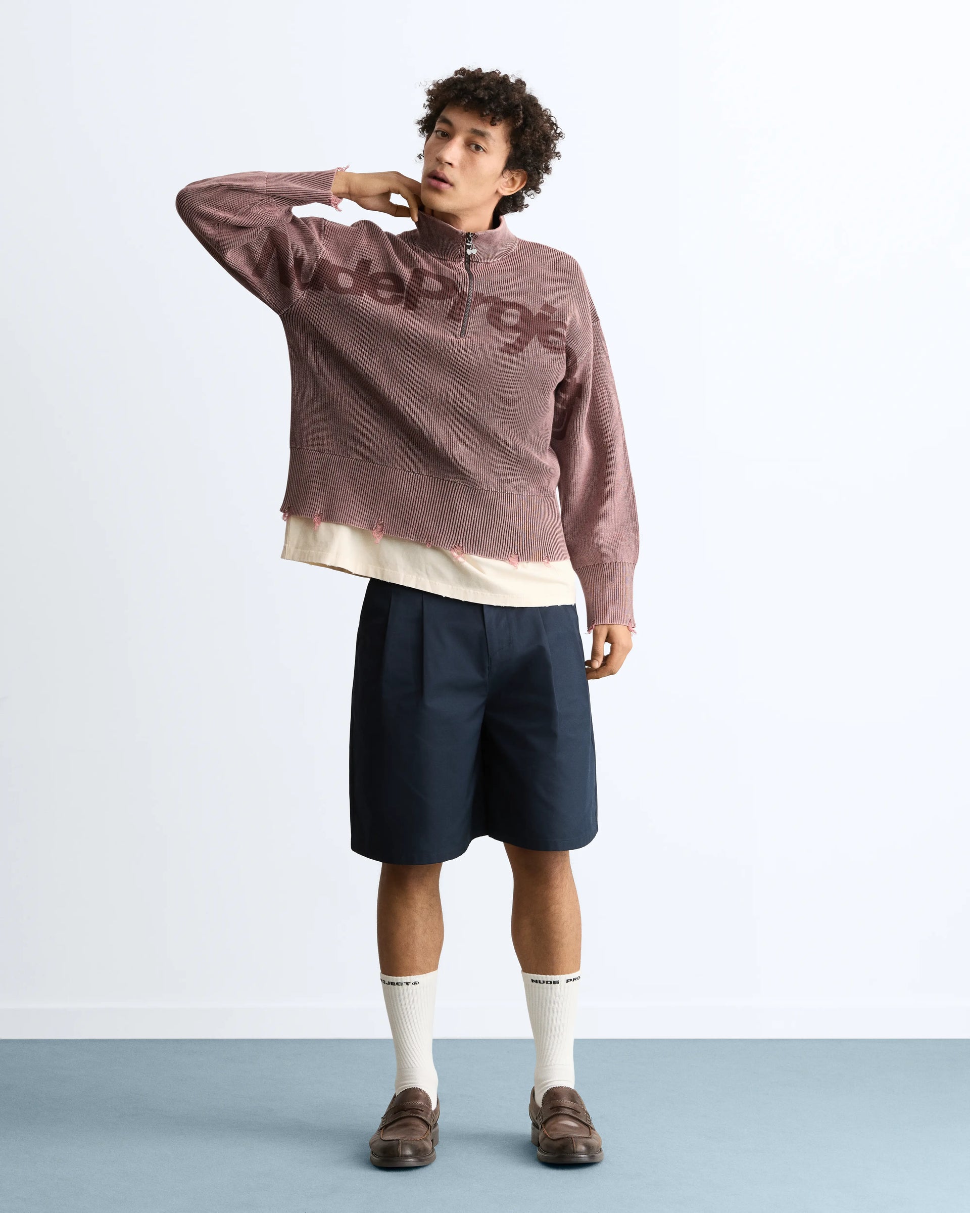 Beast Quarter-Zip Knit Brown