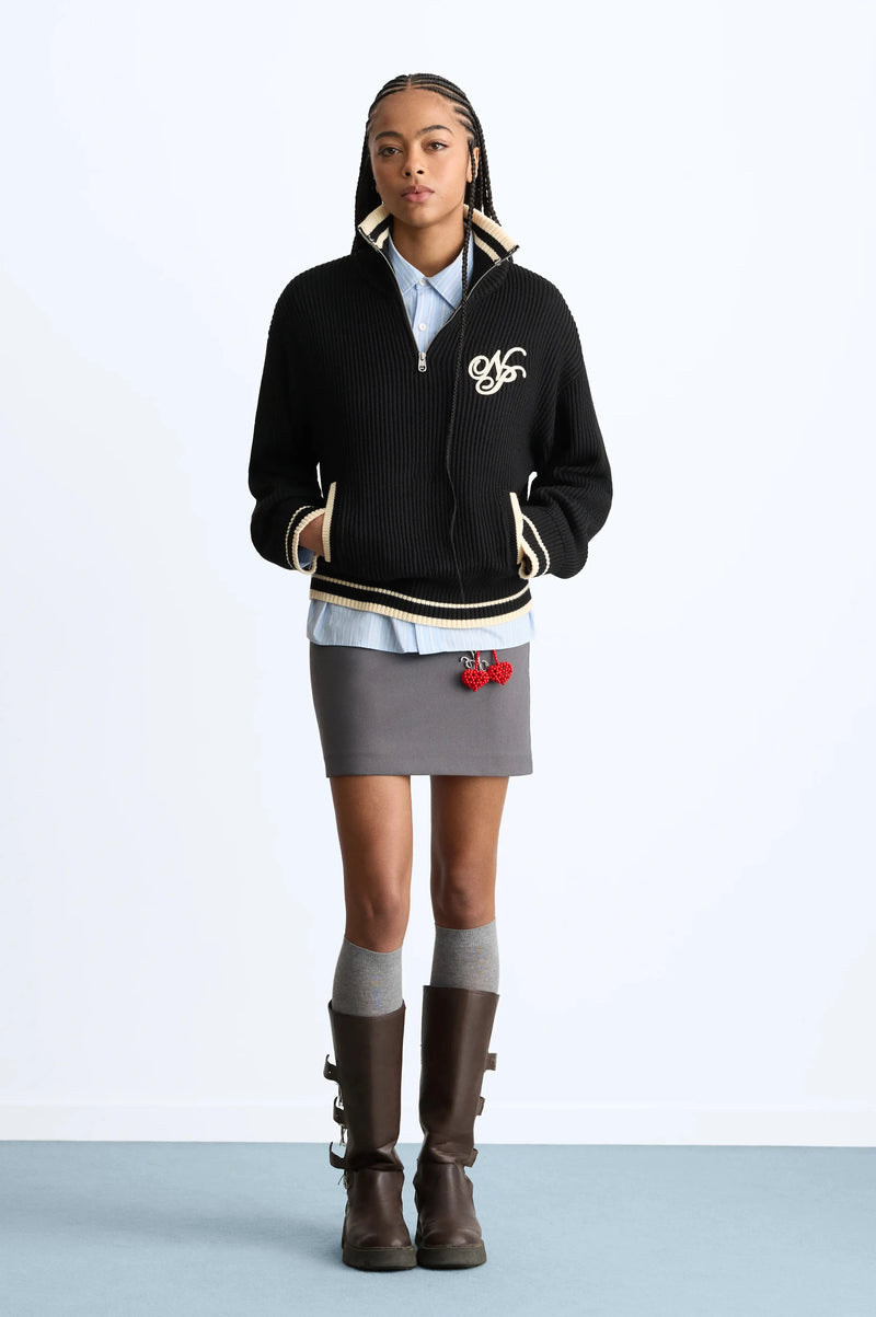 Ying-Yang Quarter-Zip Knit Black