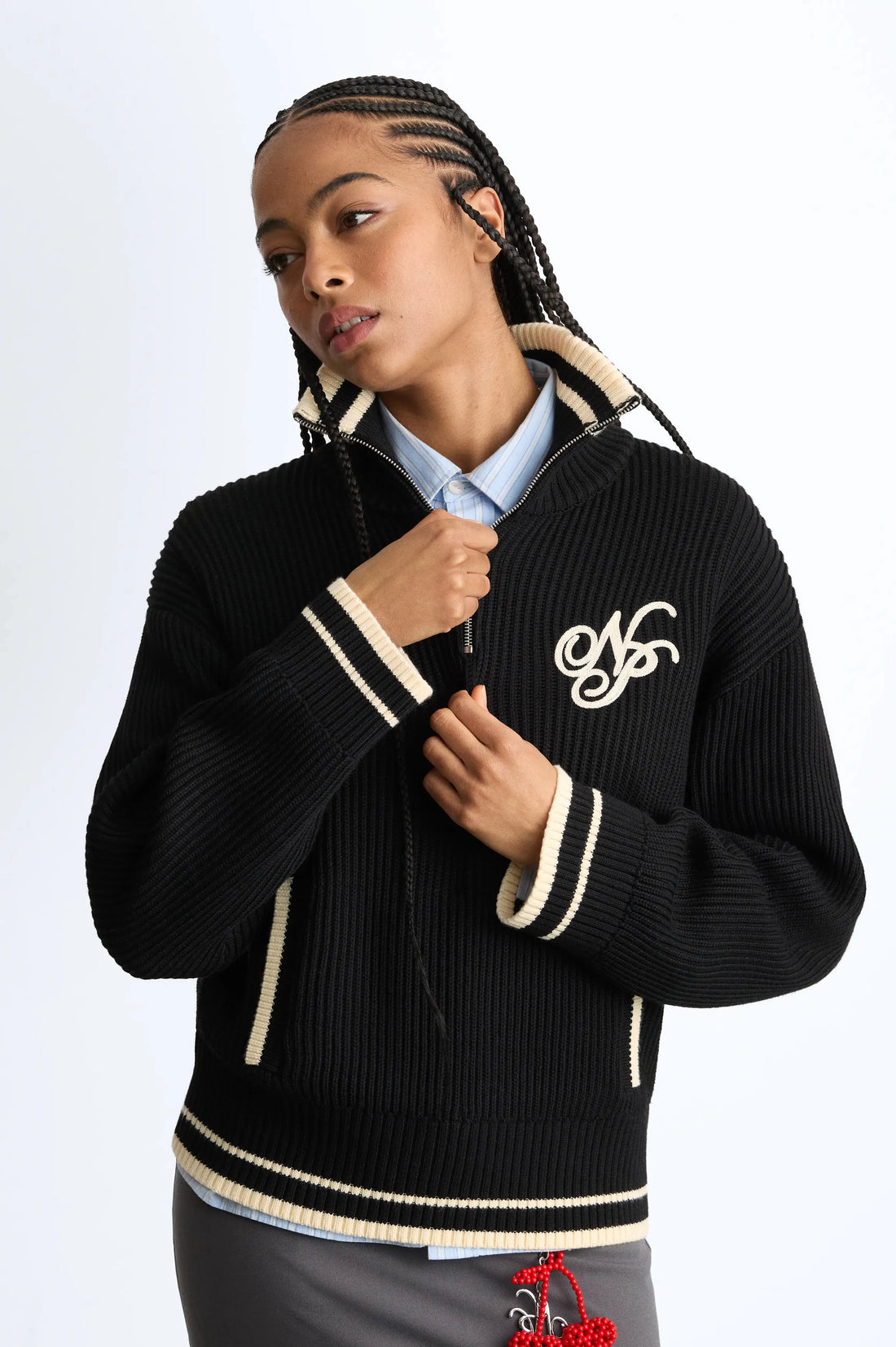 Ying-Yang Quarter-Zip Knit Black