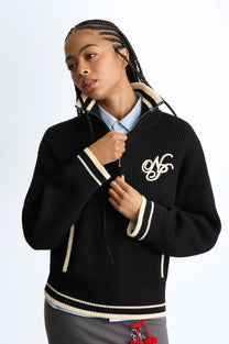 Ying-Yang Quarter-Zip Knit Black