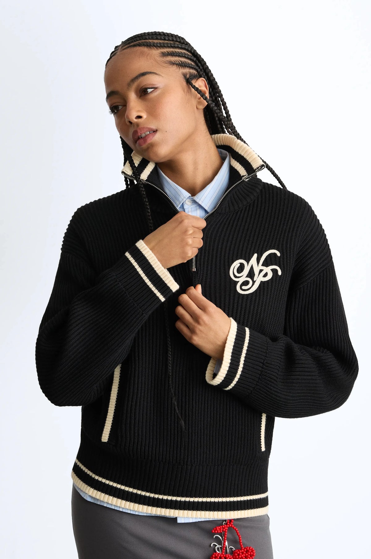 Ying-Yang Quarter-Zip Knit Black