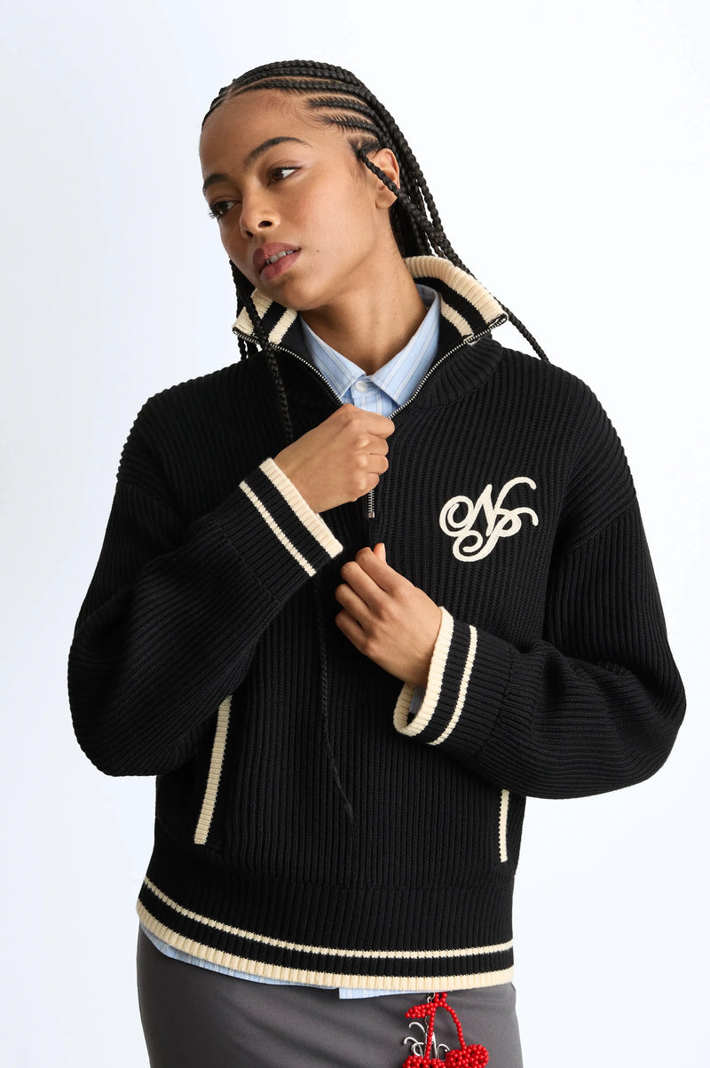 Ying-Yang Quarter-Zip Knit Black