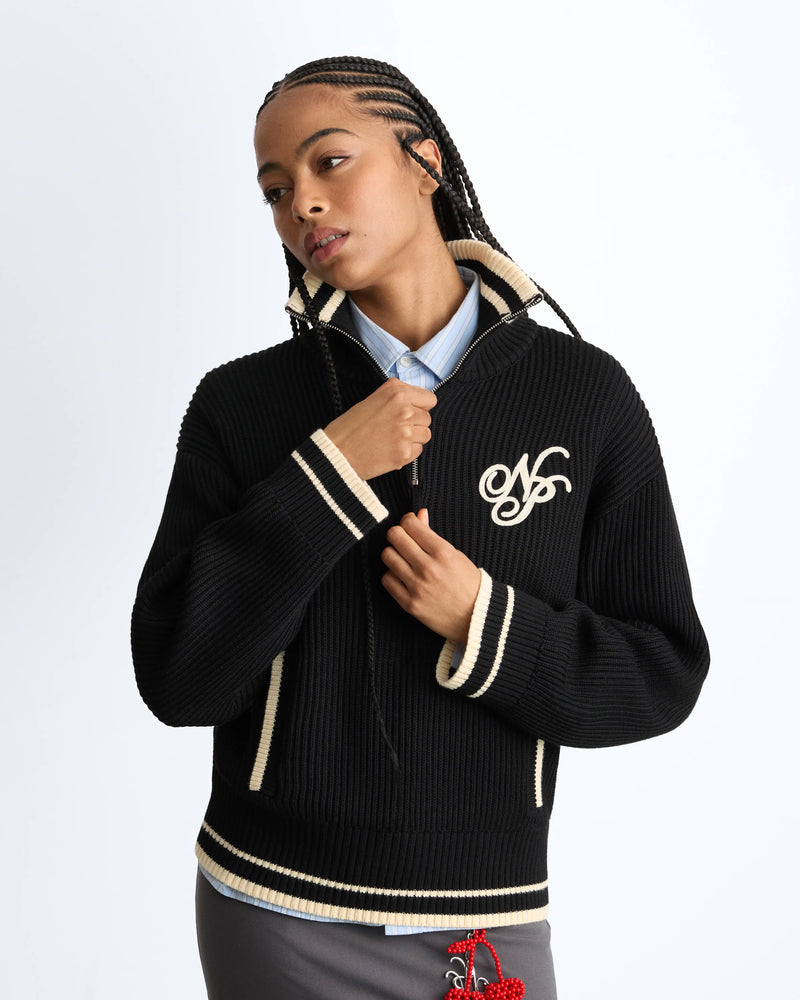 Ying-Yang Quarter-Zip Knit Black