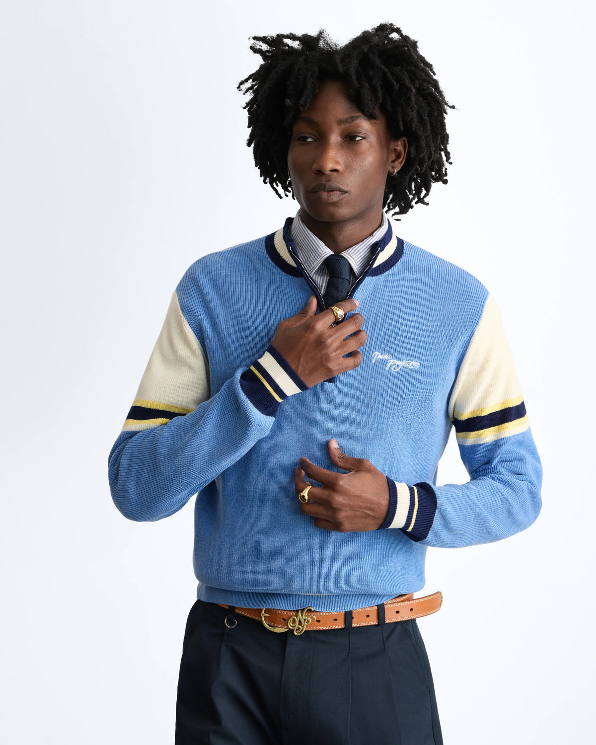 Senna Knit Quarter-Zip Blue