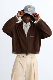 Work Trip Zip-Up Knit Cardigan