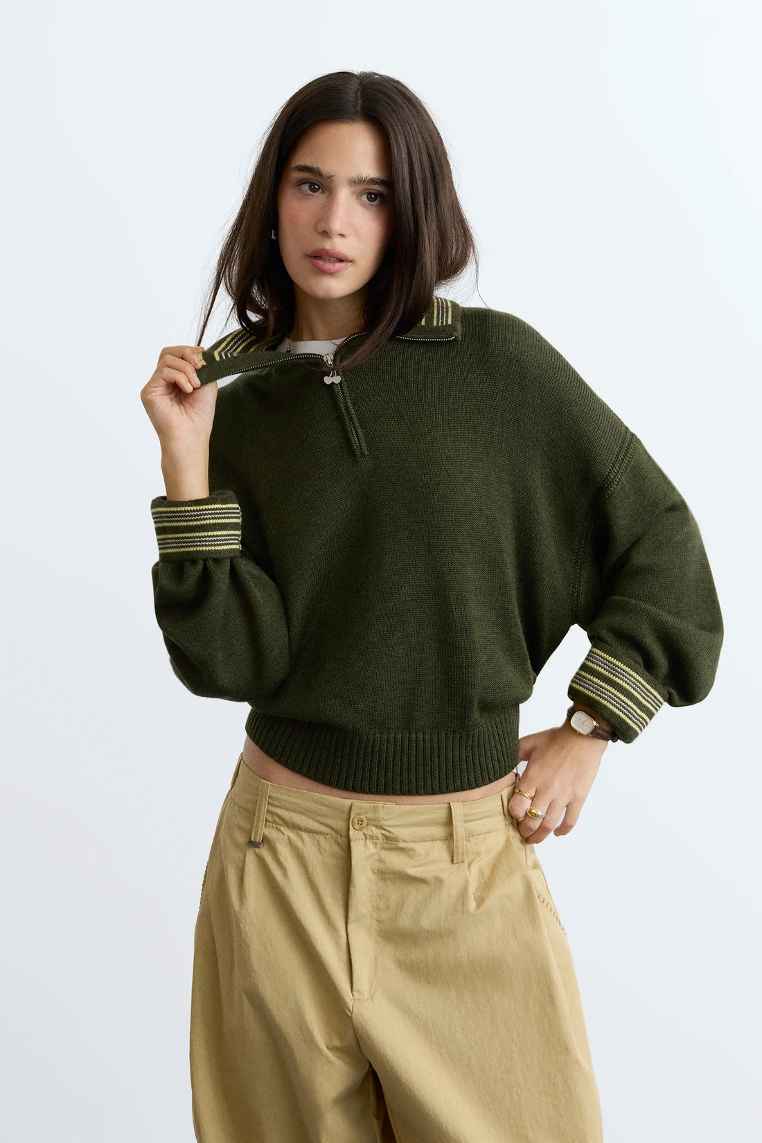 The Consultant Quarter-Zip Knit Green