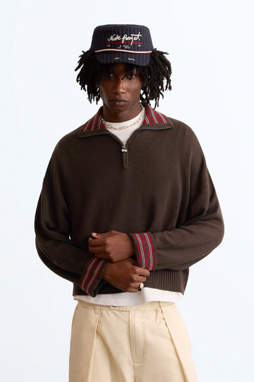 The Consultant Quarter-Zip Knit Brown