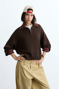 The Consultant Quarter-Zip Knit Brown