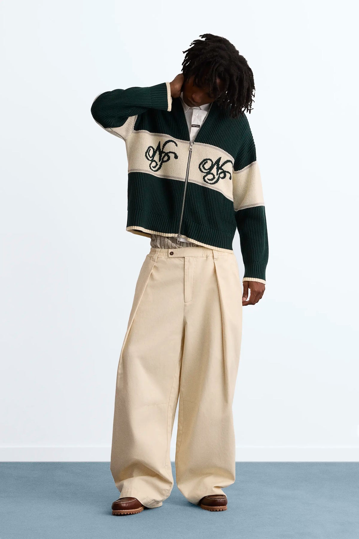 Voyage Knit Zip-Up Cardigan Green