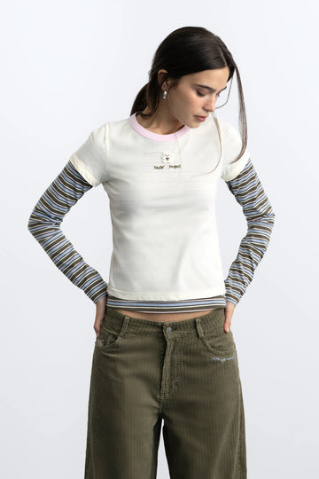 Striped Double Layer Long-Sleeve Tee