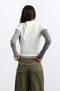 Striped Double Layer Long-Sleeve Tee