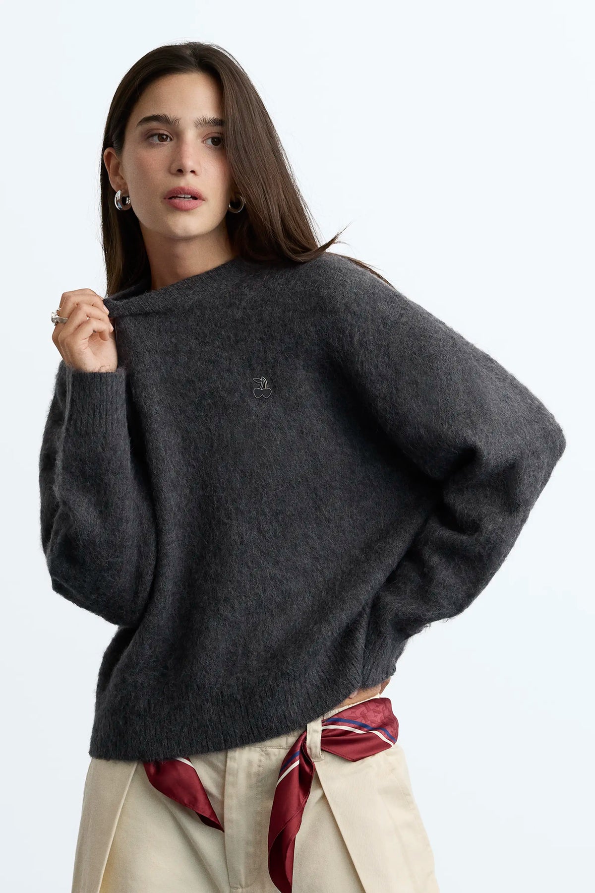 Alpaca Knit Sweater Grey