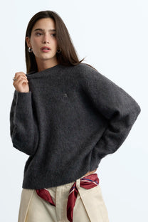 Alpaca Knit Sweater Grey