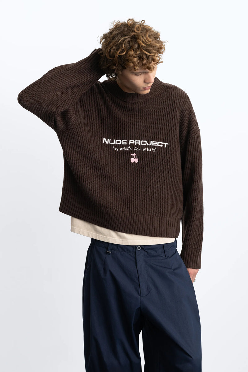 Wavy Knit Sweater Brown