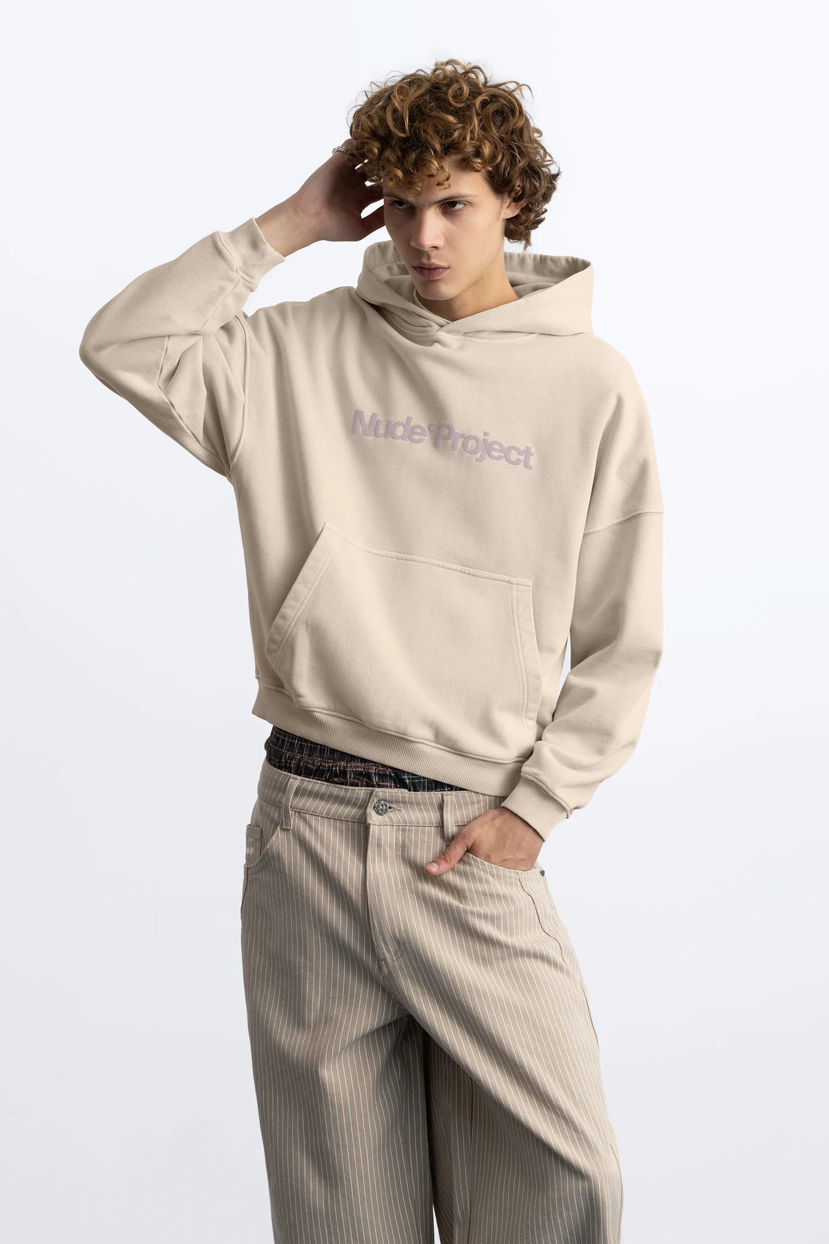 Box Logo Hoodie Beige