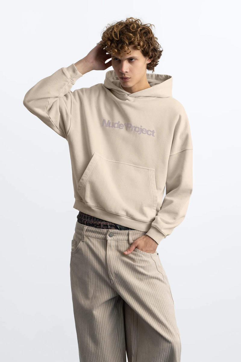 Box Logo Hoodie Beige