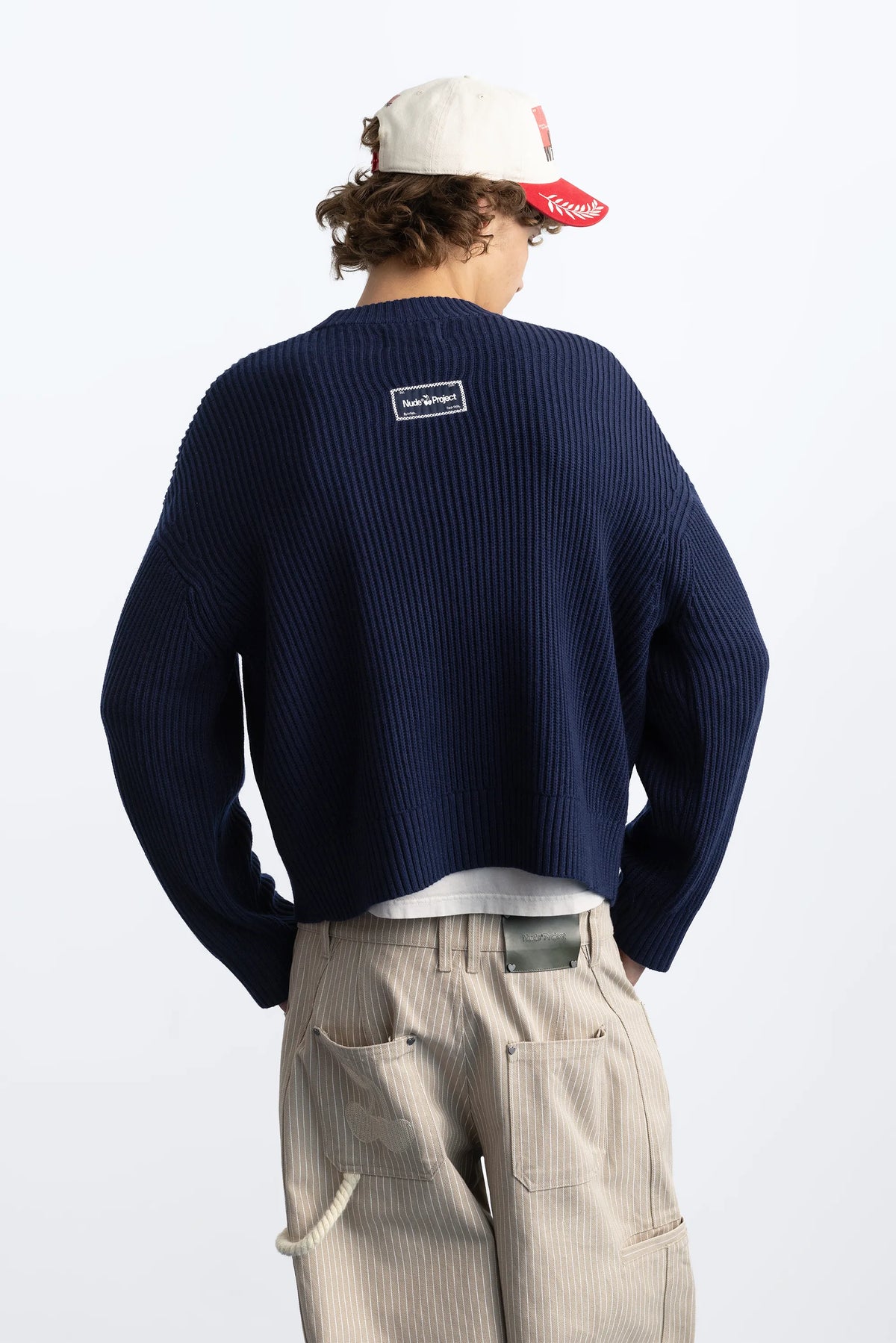 Wavy Knit Sweater Navy