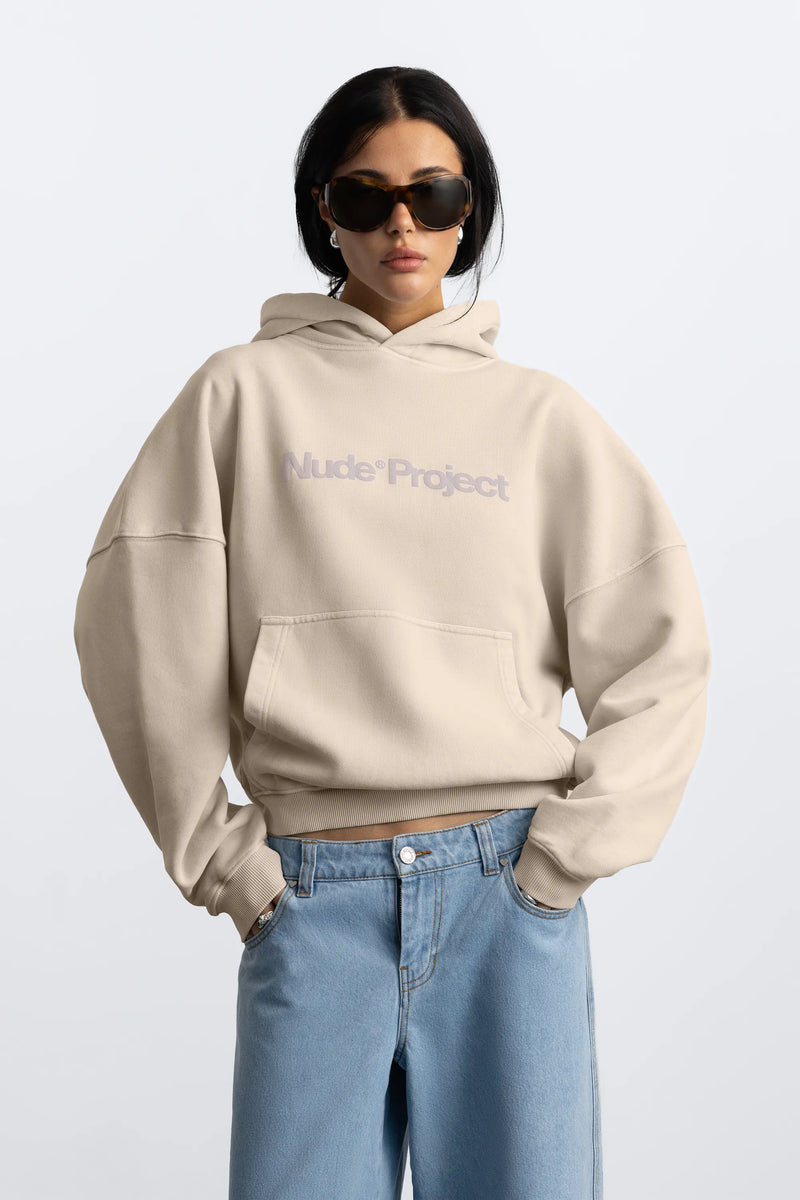 Box Logo Hoodie Beige
