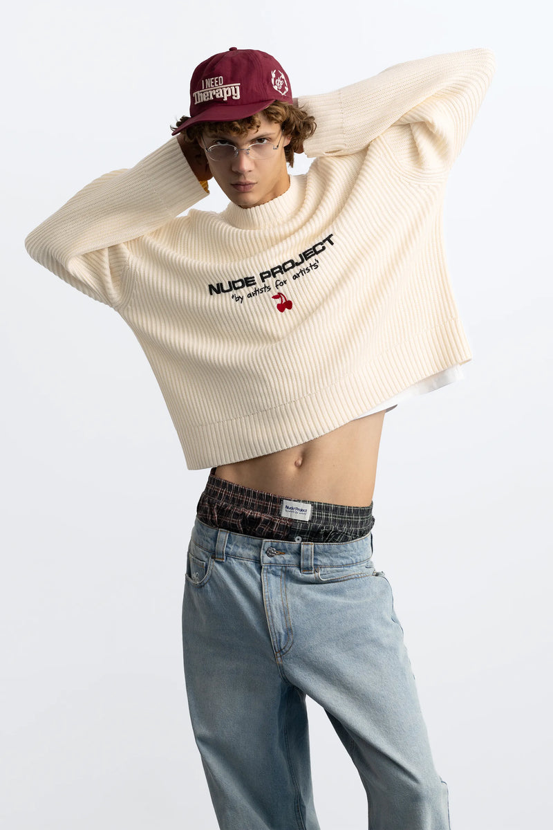 Wavy Knit Sweater Ivory