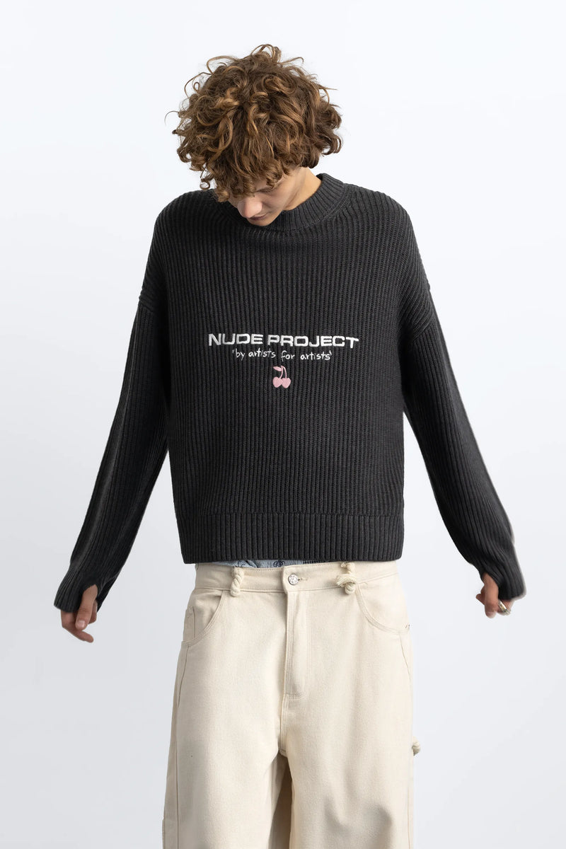 Wavy Knit Sweater Ash
