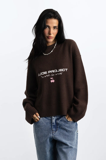 Wavy Knit Sweater Brown
