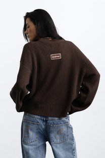Wavy Knit Sweater Brown
