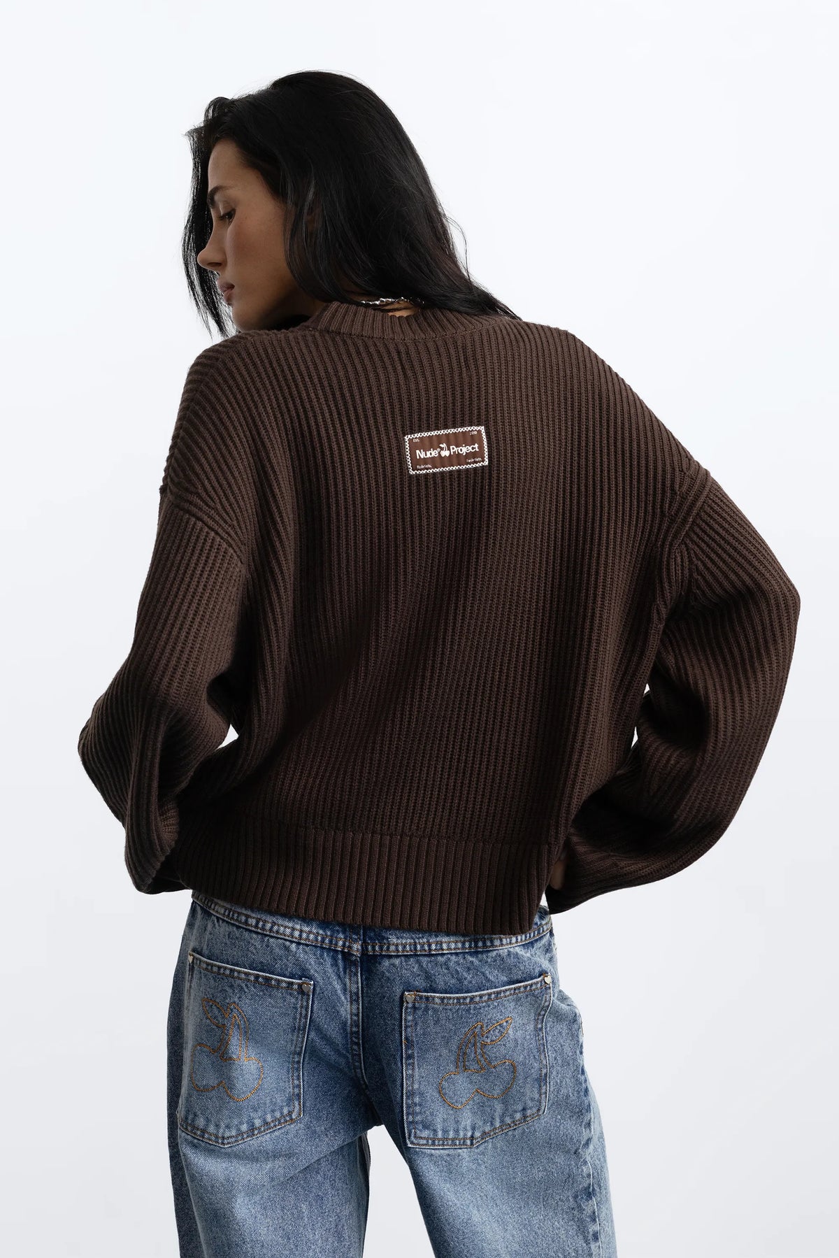 Wavy Knit Sweater Brown