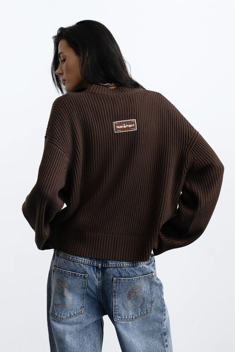 Wavy Knit Sweater Brown