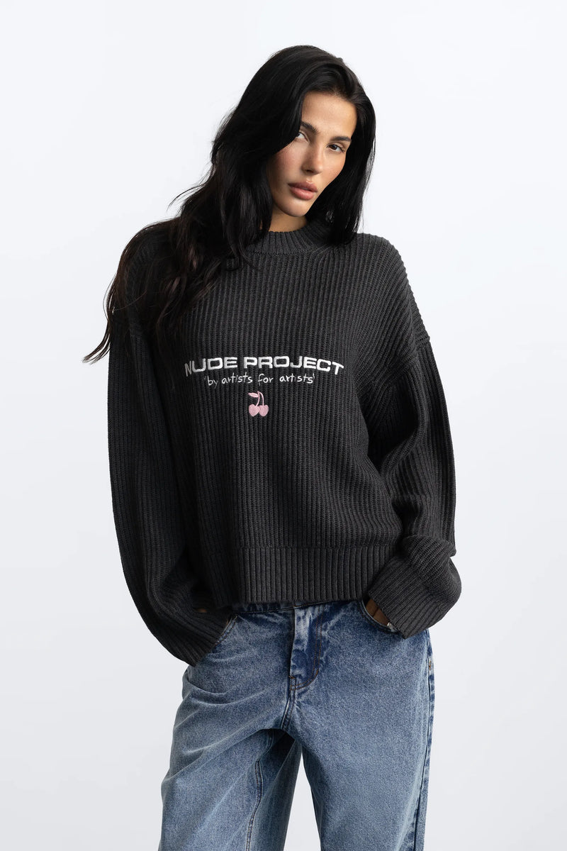 Wavy Knit Sweater Ash