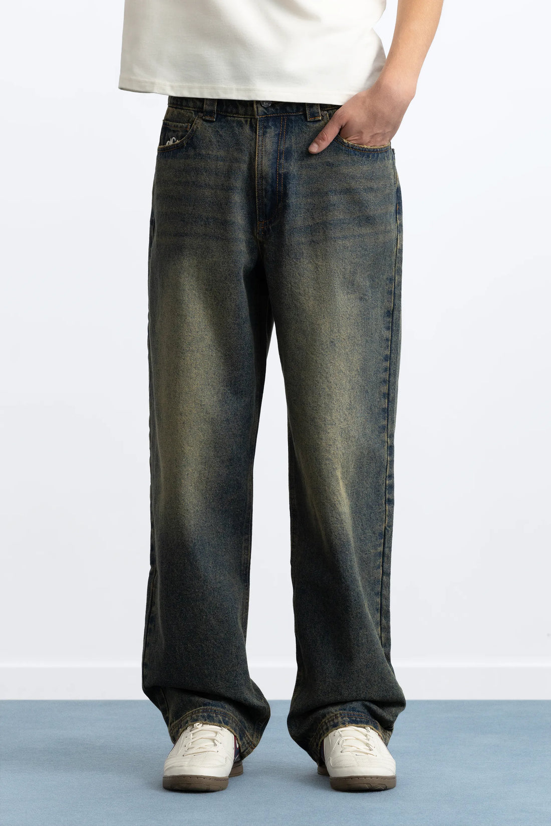 Basic Straight Jeans Dirty Wash