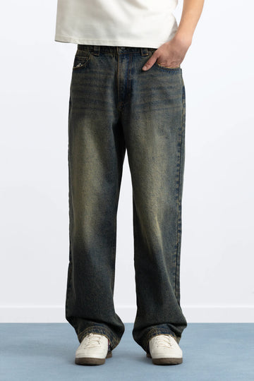 Basic Straight Jeans Dirty Wash