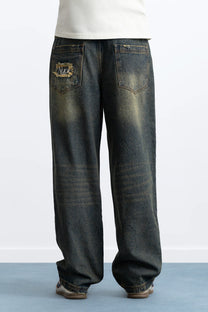 Basic Straight Jeans Dirty Wash