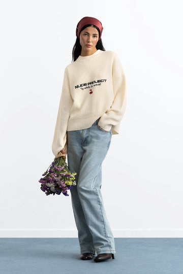Wavy Knit Sweater Ivory