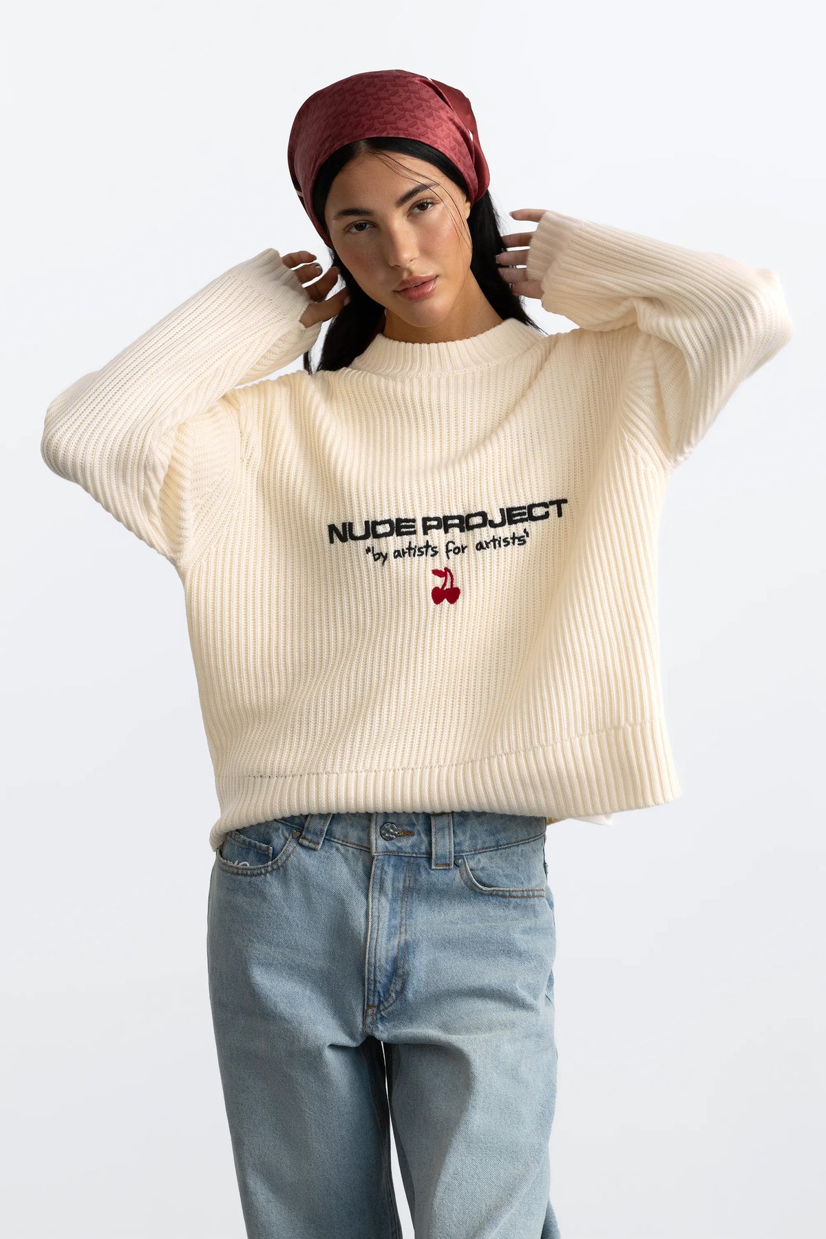 Wavy Knit Sweater Ivory
