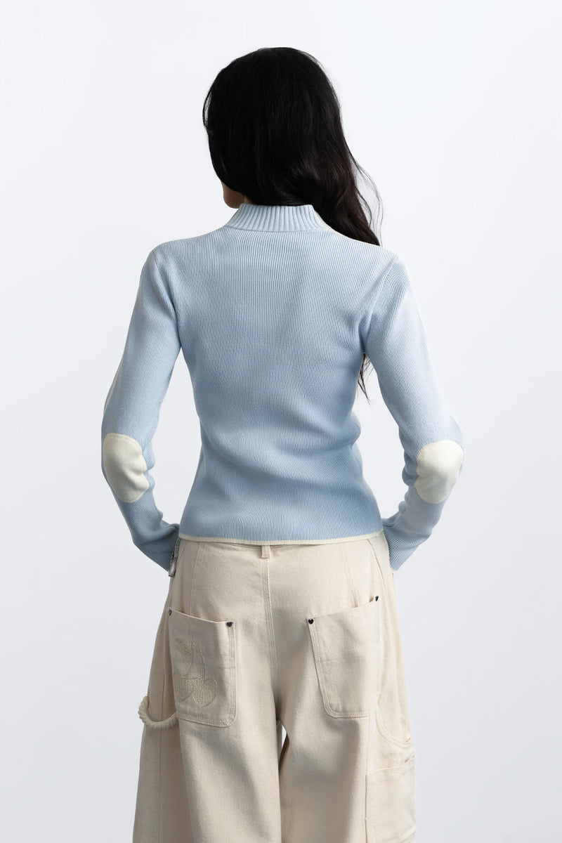 Cherries Full-Zip Knit Light Blue