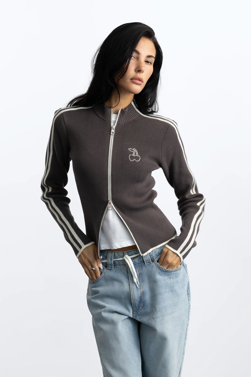 Cherries Full-Zip Knit Brown