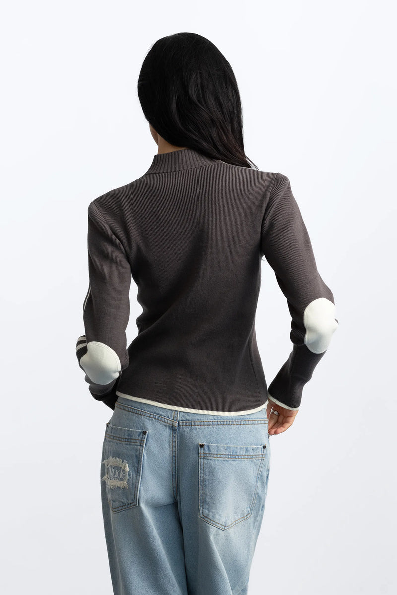 Cherries Full-Zip Knit Brown