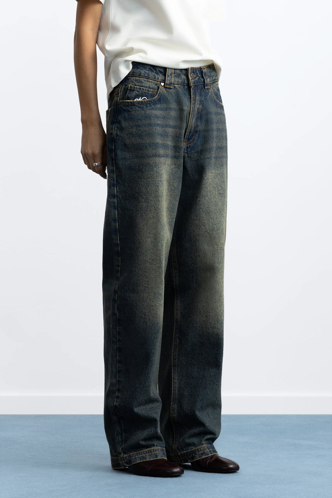 Basic Straight Jeans Dirty Wash