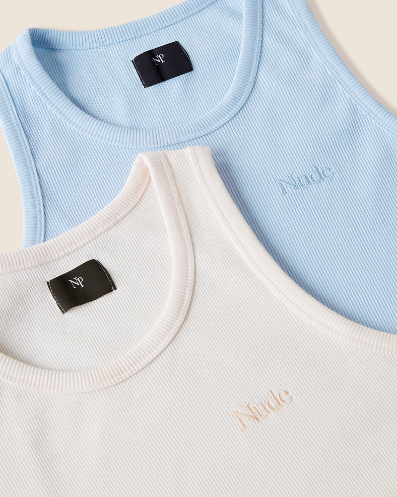 NUDE BASIC TANK TOP X2 - BABY BLUE/BABY PINK