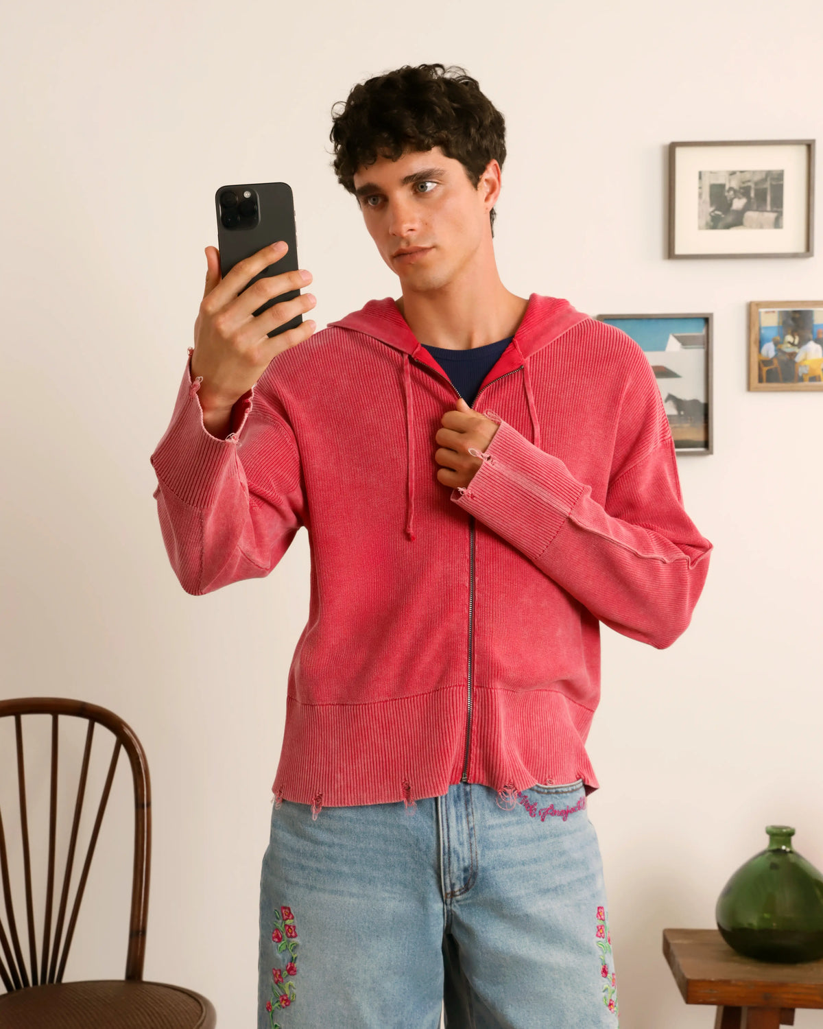 Perfect Cropped Zip-Up Hoodie Raspberry