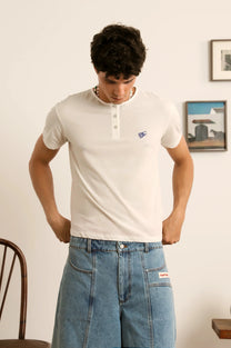 Henley Neck Tee White/Grey 2xPack